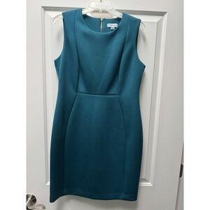 Calvin‎ Klein Teal Sleeveless Sheath Dress - Size 14P - Career & Cocktail Wear